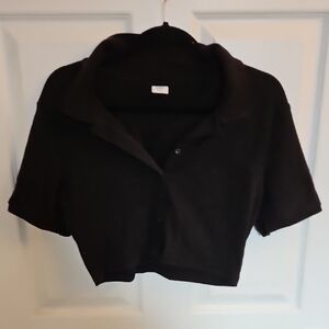 SUNDAY BEST Black Cropped Polo Shirt